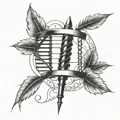 Dna Double Helix Intertwined With A Quill Pen And Inkwell