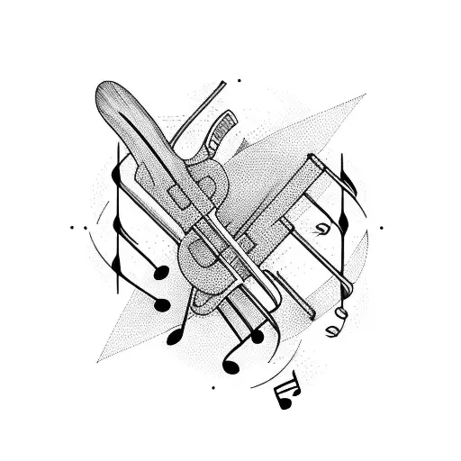 Hockey Stick And Music Notes Intertwined