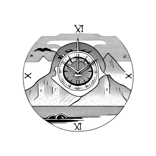 Rocky Mountains With Clock With Roman Numerals Of November 27 2007