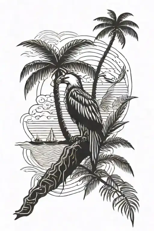 Seagle And Palm Tree