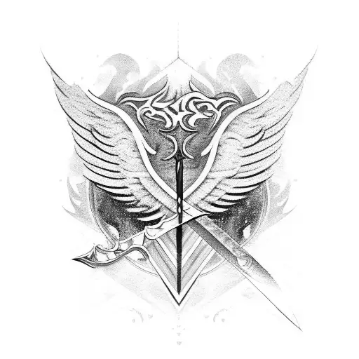 Abstract Sword With Eagle Wings Either Side As The Handle