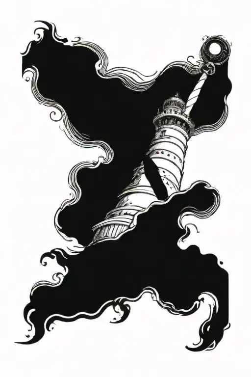 A Majestic Poseidon Surrounded By Swirling Waves And A Lighthouse In The Background