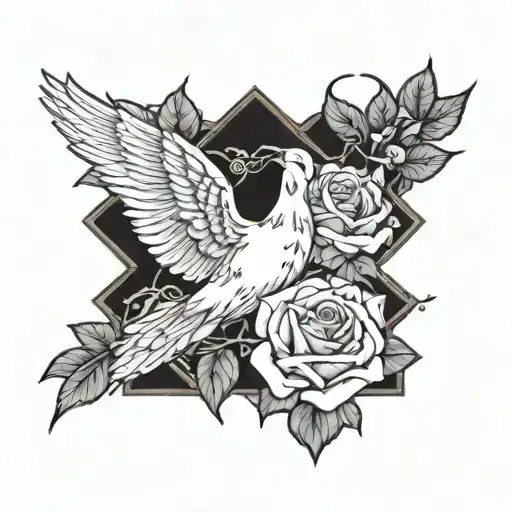Roses Dove Cross
