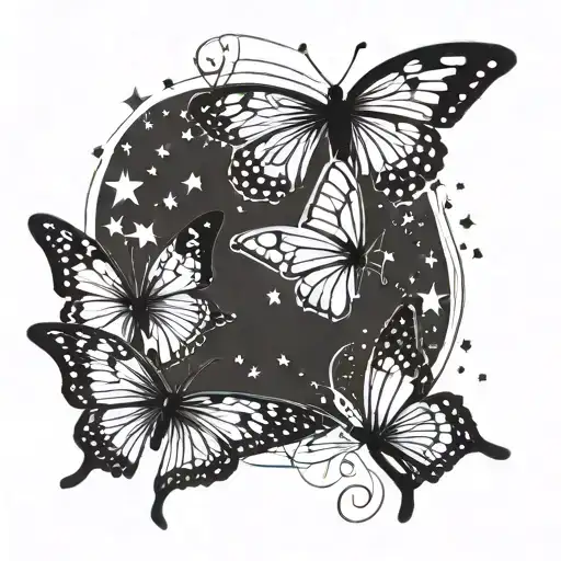Butterflys With Stars In The Background