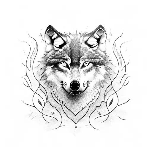 Wolf Head With Smoke And Vines