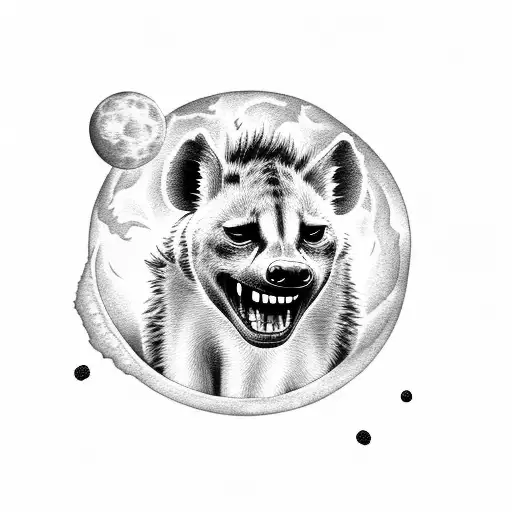 A Hyena Howling At A Football-shaped Moon