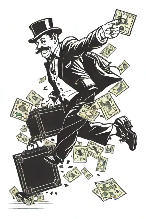 Monopoly Man Running Out Of Bank Vault With A Bag Full Of Money