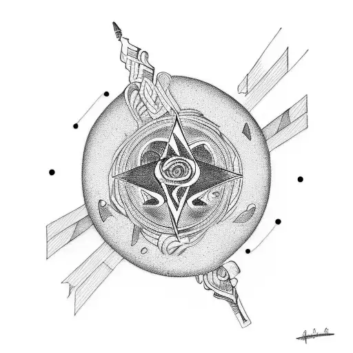 A Tattoo That Represent Urban Music With Some Religious Elementa