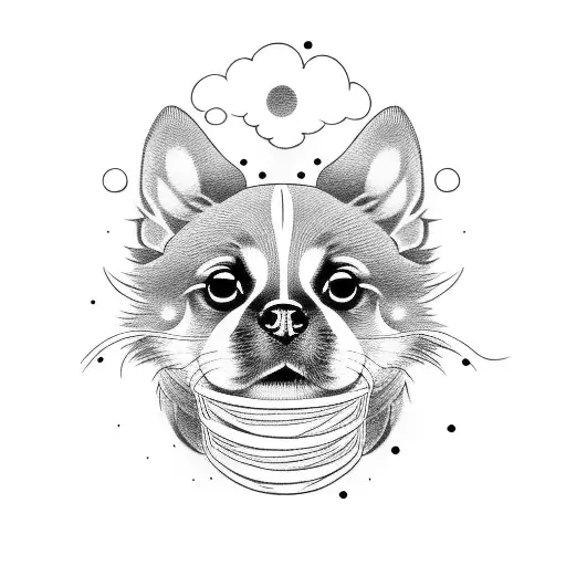 Japanese Food Dog With Japanese Clouds