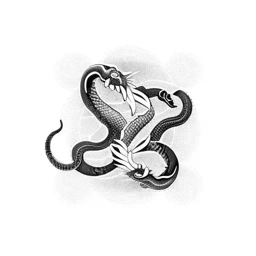 Yin And Yang With Two Cobra Snake