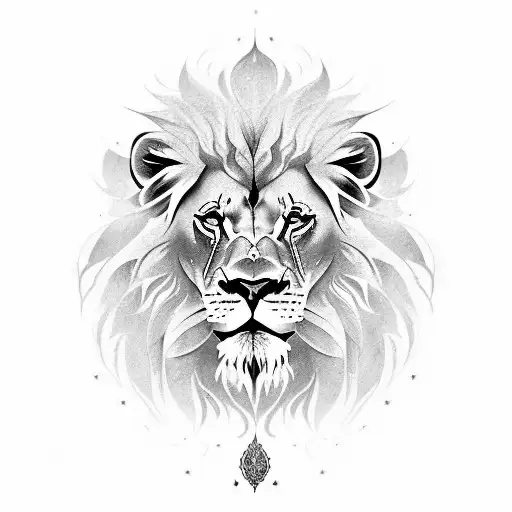 Magestic Hlaf Face Lion With Firece Half Face Lion