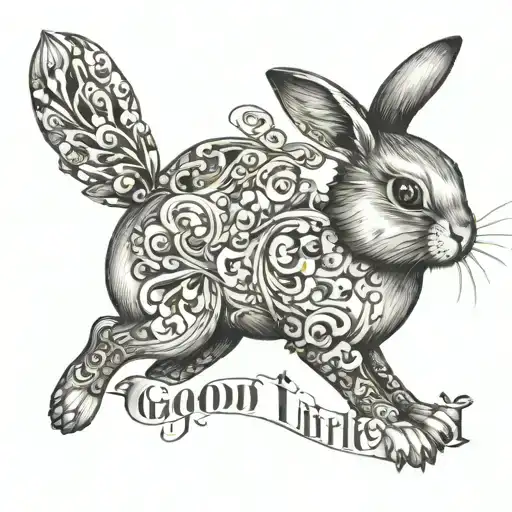 A Bunny Tattoo With The Word Good Girl Or Good Little Bunny