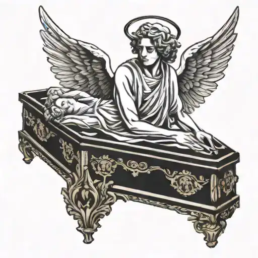 Angel Statue On Coffin
