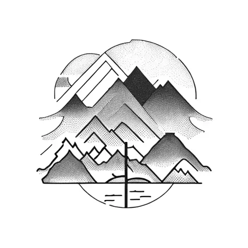 Sunset With Mountains And A River And Trees On The Forearm