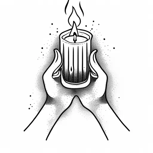 Hands Holding Candle With Candle Wax Melting Into A Water Fall