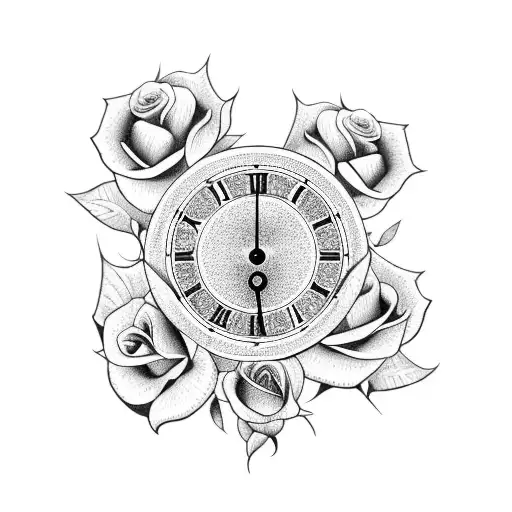 A Clock With Roses Intertwined Around The Hands