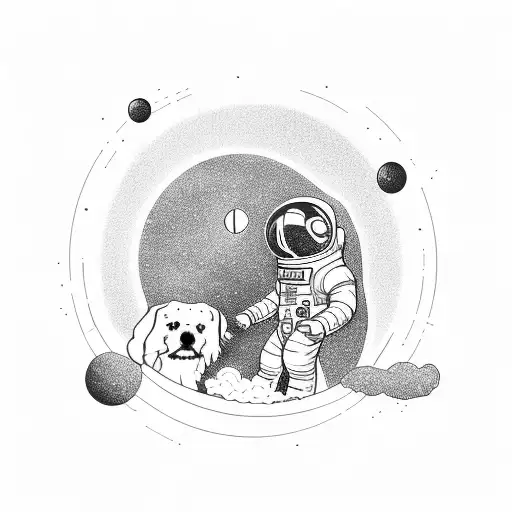 Astronaut Floating In Space With A Dog By Their Side