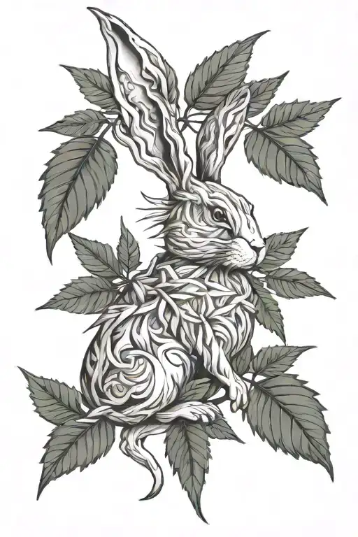 Rabbit Marijuana Leaf Intertwined