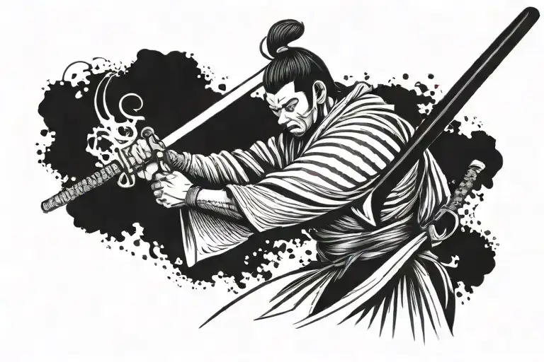 A Japanese Samurai Warrior With A Katana Sword