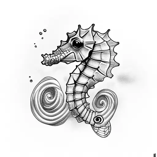 A Majestic Seahorse Swimming In A Clockwork Ocean