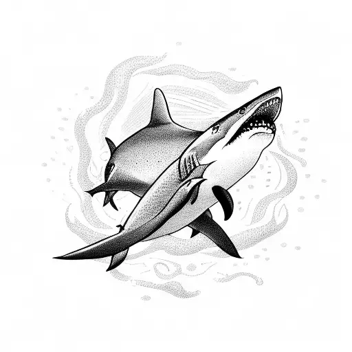 Poseidon Battling A Shark In A Circular Arena