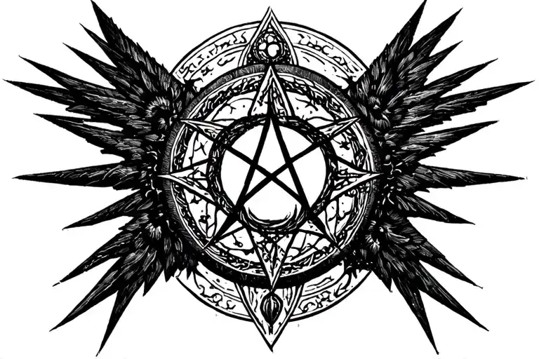 Waage Und Pentagram Made Entirely Of Black