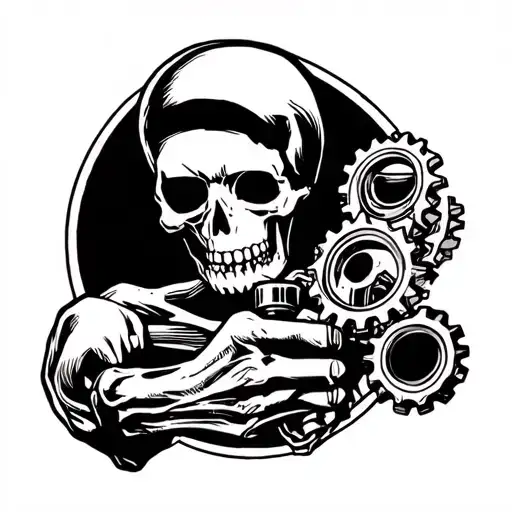 Skeleton Holding Gear Shifter