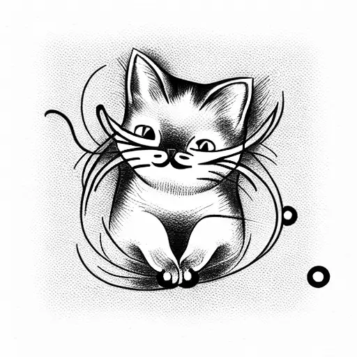 Cat With A Ball Of Thread