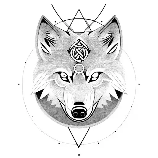 A Fierce Wolf In A Nordic Symbol