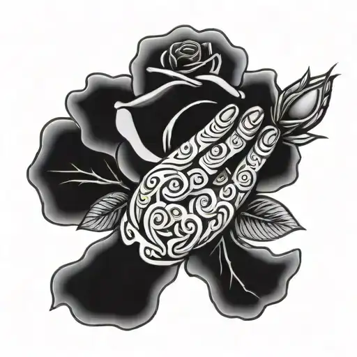 Rose And Praying Hand Coming