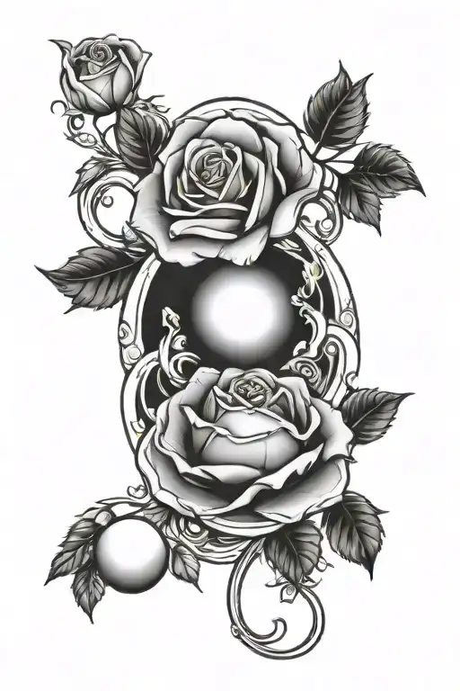 A White Rose And 8 Billiard Ball
