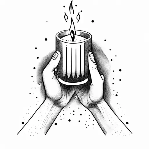 Hands Holding Candle With Water Fall