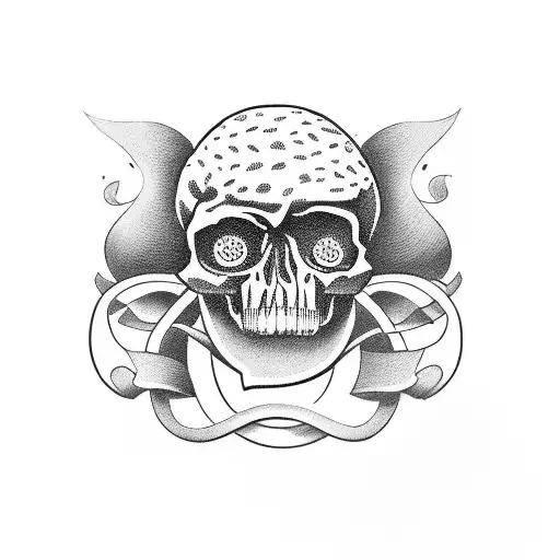 Eyes Looking At The Right With A Frowned Mouth And A Skull Headband