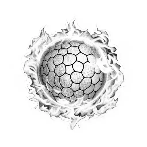 A Football Ball Engulfed In Flames