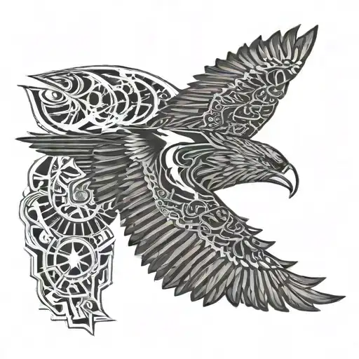 F15 Strike Eagle Silhouette With A Compas Behind It