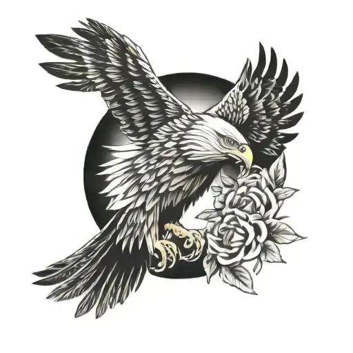 Memorial Tattoo For Grandpa Eagle With Dates Of Birth And Death