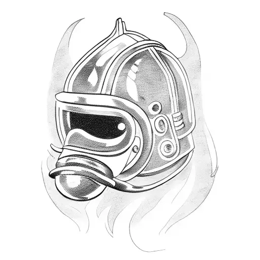 A Firefighter Battling Flames With A Viking Helmet