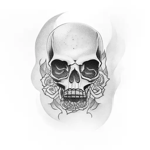 Half Woman Face With Bottom Half Skull