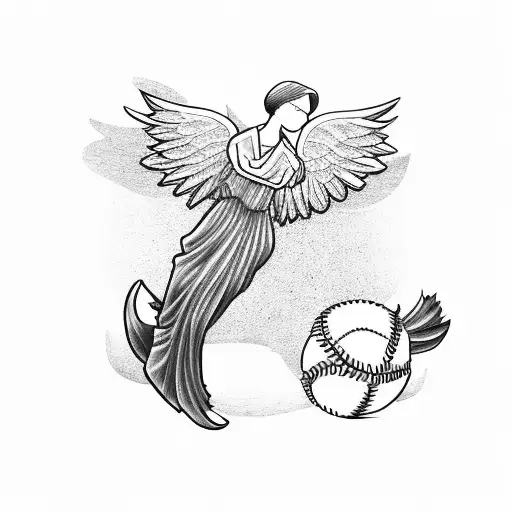 Baseball Glove With Angel Wings