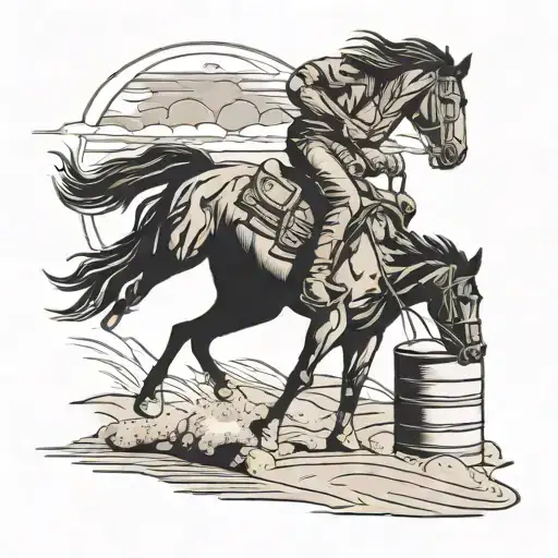 A Barrel Racing Horse Kicking Up Dust In A Desert Canyon