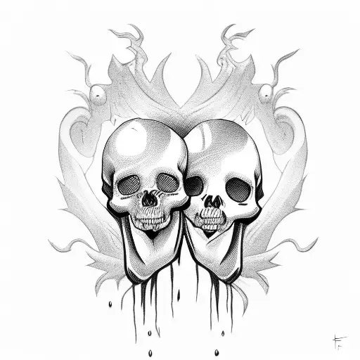 Demonic Girl Kissing Skull