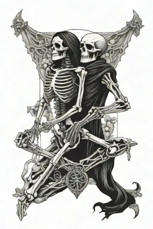 The Lovers Tarot Card Two Skeletons
