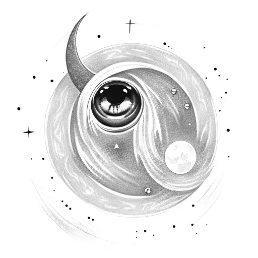 Celestial Eye With A Moon And Black Hole