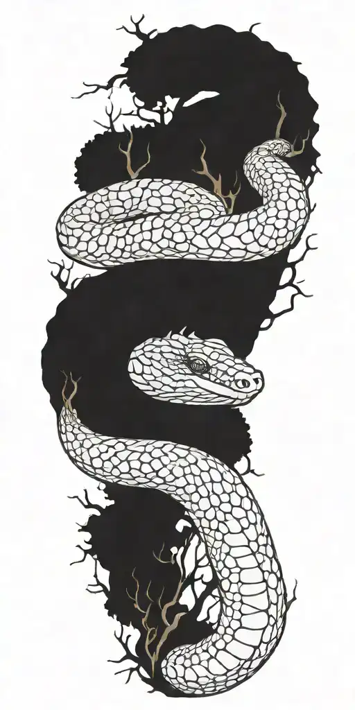 Cobra Wrapping Around Tree Branch