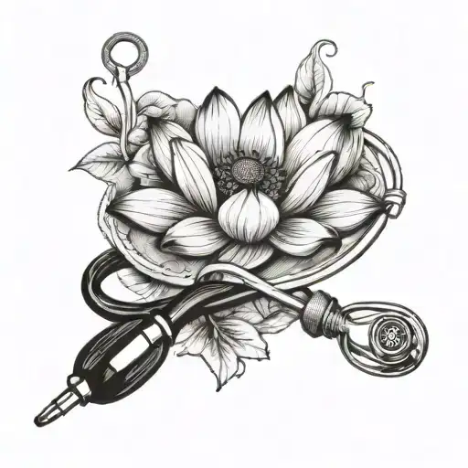 A Stethoscope Intertwined With A Lotus Flower