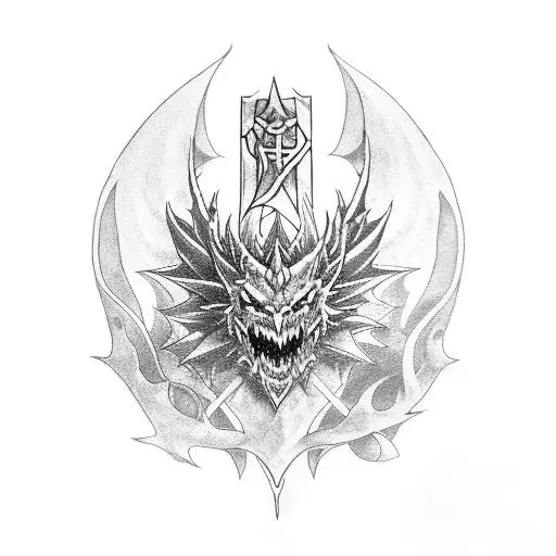 A Blackwork Tattoo Featuring The Iconic Dragonslayer Sword From Berserk