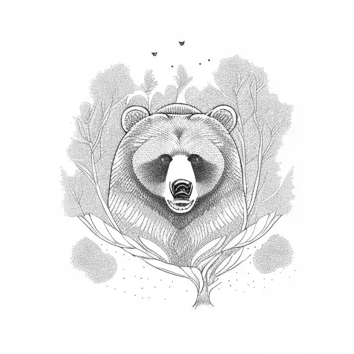 Bear Leaning On A Tree