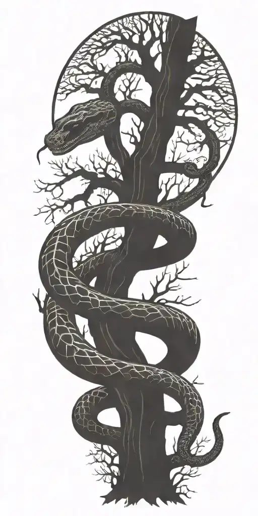 Dead Tree With Cobra Wrapping Around It