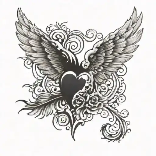 With Angel Wings And Heart