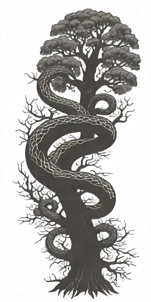 Tree Branch With Cobra Wrapping Around It